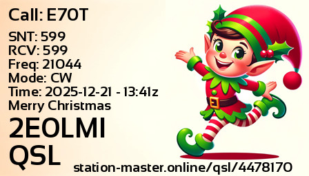 QSL Card for 2E0LMI QSO with E70T