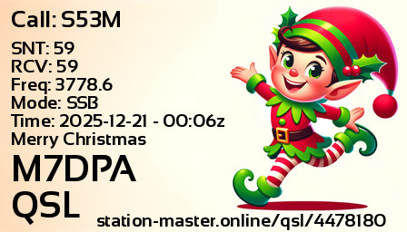 QSL Card for M7DPA QSO with S53M