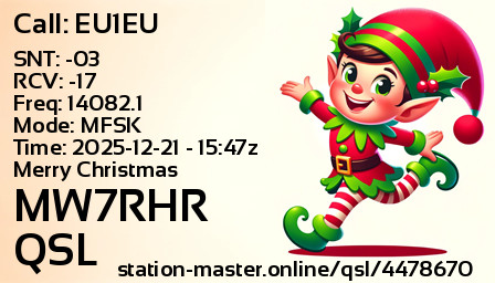 QSL Card for MW7RHR QSO with EU1EU