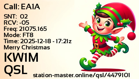 QSL Card for KW1M QSO with EA1A