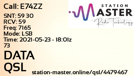 QSL Card for DATA QSO with E74ZZ