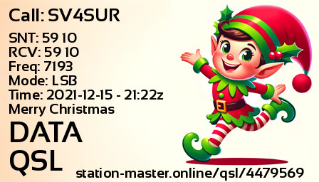 QSL Card for DATA QSO with SV4SUR