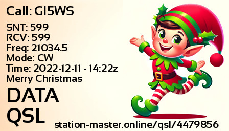 QSL Card for DATA QSO with GI5WS