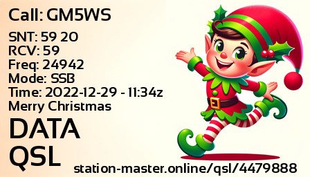 QSL Card for DATA QSO with GM5WS