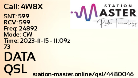 QSL Card for DATA QSO with 4W8X