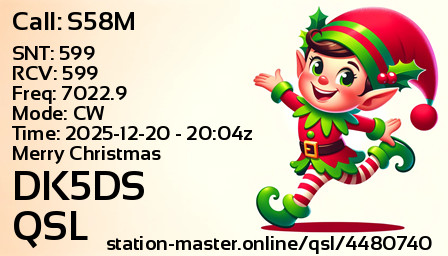 QSL Card for DK5DS QSO with S58M