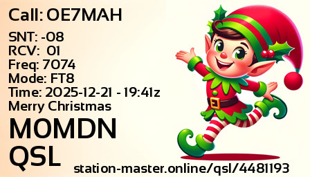 QSL Card for M0MDN QSO with OE7MAH