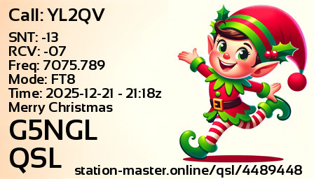 QSL Card for G5NGL QSO with YL2QV