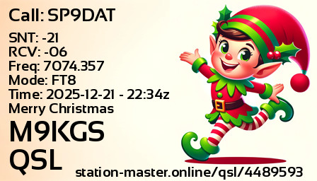 QSL Card for M9KGS QSO with SP9DAT