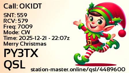 QSL Card for PY3TX QSO with OK1DT