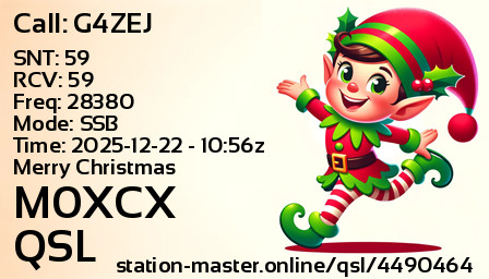 QSL Card for M0XCX QSO with G4ZEJ