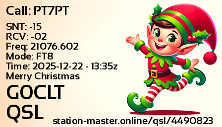 QSL Card for G0CLT QSO with PT7PT