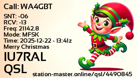 QSL Card for IU7RAL QSO with WA4GBT