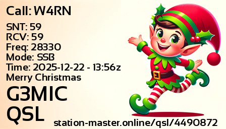 QSL Card for G3MIC QSO with W4RN