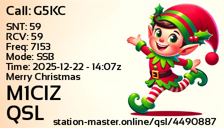 QSL Card for M1CIZ QSO with G5KC