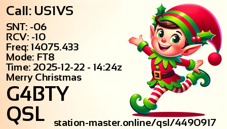 QSL Card for G4BTY QSO with US1VS