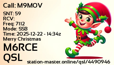 QSL Card for M6RCE QSO with M9MOV