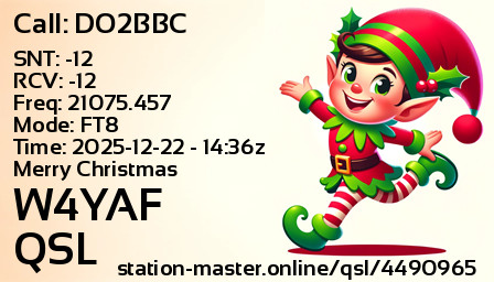 QSL Card for W4YAF QSO with DO2BBC