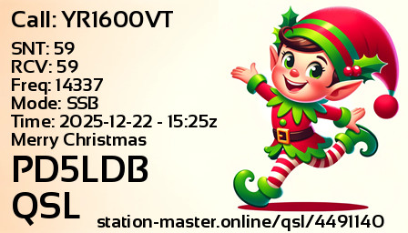 QSL Card for PD5LDB QSO with YR1600VT