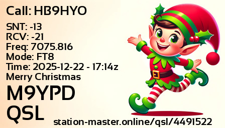 QSL Card for M9YPD QSO with HB9HYO