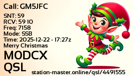 QSL Card for M0DCX QSO with GM5JFC