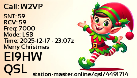 QSL Card for EI9HW QSO with W2VP