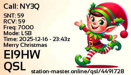 QSL Card for EI9HW QSO with NY3Q