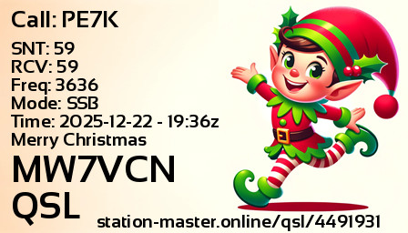 QSL Card for MW7VCN QSO with PE7K