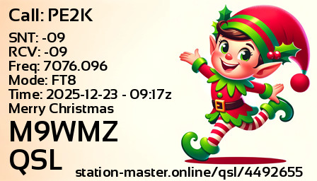 QSL Card for M9WMZ QSO with PE2K