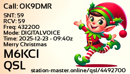 QSL Card for M6KCI QSO with OK9DMR