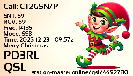 QSL Card for PD3RL QSO with CT2GSN/P