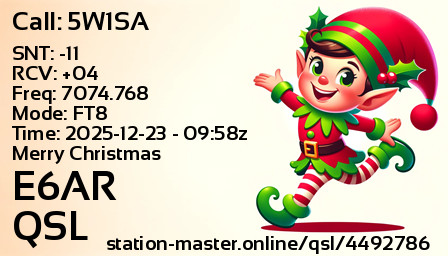 QSL Card for E6AR QSO with 5W1SA