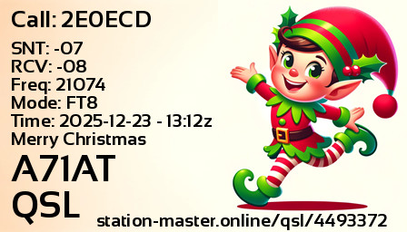 QSL Card for A71AT QSO with 2E0ECD