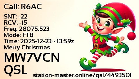 QSL Card for MW7VCN QSO with R6AC