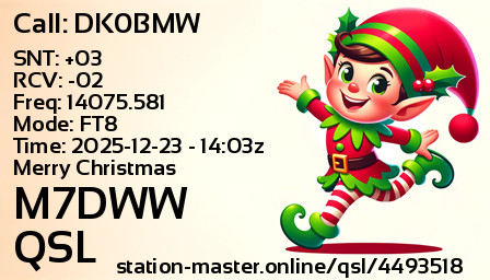 QSL Card for M7DWW QSO with DK0BMW
