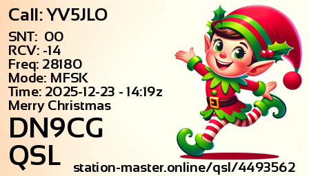 QSL Card for DN9CG QSO with YV5JLO