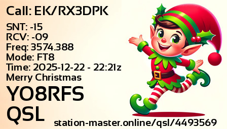 QSL Card for YO8RFS QSO with EK/RX3DPK