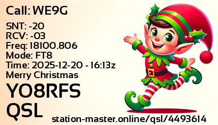 QSL Card for YO8RFS QSO with WE9G