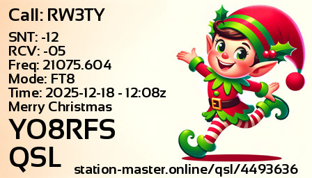 QSL Card for YO8RFS QSO with RW3TY