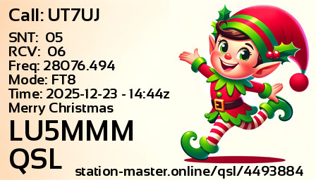 QSL Card for LU5MMM QSO with UT7UJ