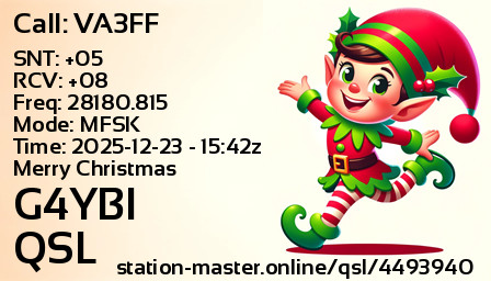 QSL Card for G4YBI QSO with VA3FF
