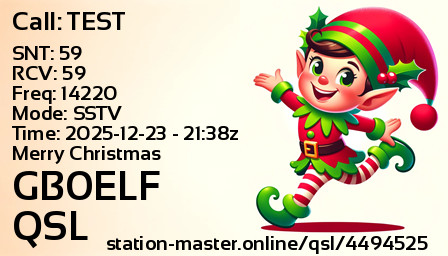 QSL Card for GB0ELF QSO with TEST