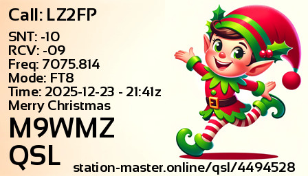 QSL Card for M9WMZ QSO with LZ2FP