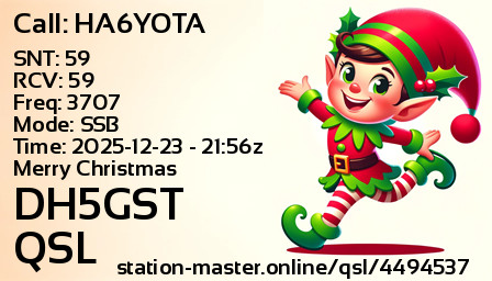 QSL Card for DH5GST QSO with HA6YOTA