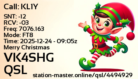 QSL Card for VK4SHG QSO with KL1Y