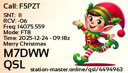 QSL Card for M7DWW QSO with F5PZT