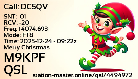 QSL Card for M9KPF QSO with DC5QV
