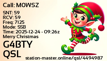 QSL Card for G4BTY QSO with M0WSZ