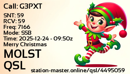 QSL Card for M0LST QSO with G3PXT