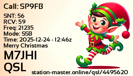 QSL Card for M7JHI QSO with SP9FB